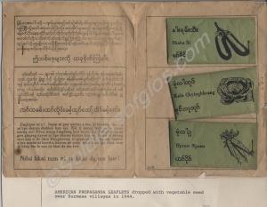 American propaganda leaflets dropped, with vegetab