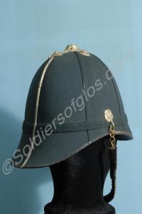 Officer's green Home Service pattern helmet. Spike