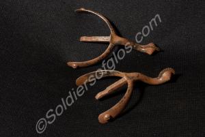 Rusted steel swan-neck spurs.  Worn by Major W.E.