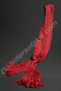 Officer's crimson silk net sash. Worn by Major W.E