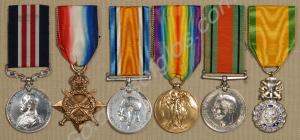 Group of six medals; Military Medal, 1915 Star, 19