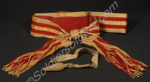 Officer's crimson and gold sash and sword knot. Wo