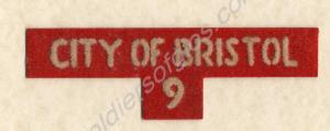 White on red cloth shoulder title. 9th Bristol Bat