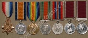 Group of seven medals; 1914-15 Star, British War M