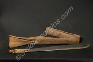 Mau Mau panga with leather sheath.  Kenya 1955-195
