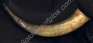 Powder horn, with scrimshaw work, engraved 'C. WIL