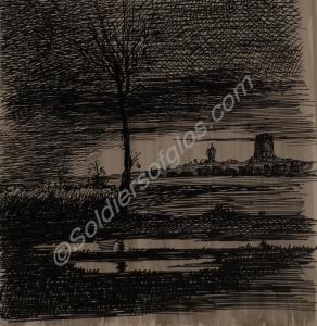 Bethune from our Camp at Goire 6 May 1916.  - Sket