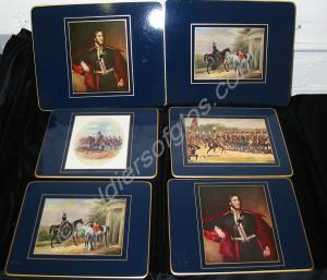 Set of six Royal Gloucestershire Hussars table mat