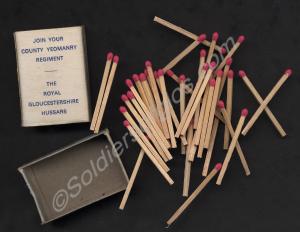 Matchbox with matches. Royal Gloucestershire Hussa