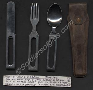 Stainless steel interlocking knife, fork and spoon