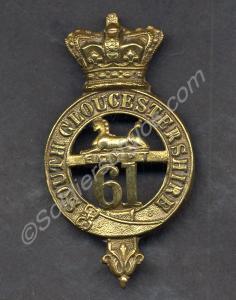 Officers' gilt Glengarry cap badge. 61st (South Gl