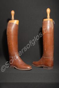 Pair of officer's brown leather Wellington boots b