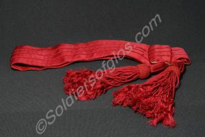 Officer's crimson silk waist sash. Gloucestershire
