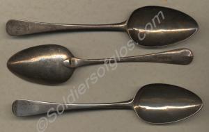 Three silver table spoons engraved '61' and with a
