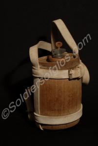 Wooden water bottle and carrier. Gloucestershire R