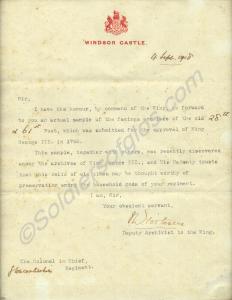 Letter from J.W. Fortescue, Assistant Archivist at