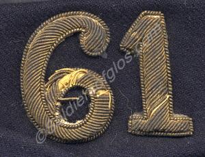 Officer's forage cap badge.  61st South Gloucester