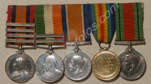 Group of five medals; Queen's South Africa Medal w