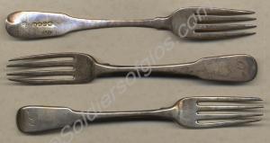 Three silver table forks engraved '61st'.  61st (S