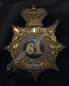 Helmet plate, as worn by the 61st South Gloucester