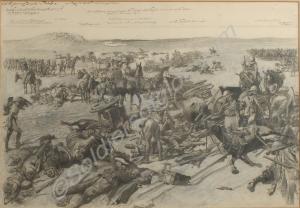 Framed drawing, "With the Yeomanry Brigade in Pale