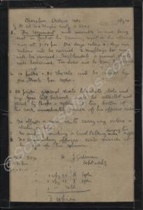 Framed document. Operation Order No. 1 by Lieutena