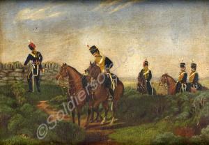 The Hoddle Oil Painting. Four mounted Yeomen in fu
