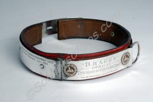 Dog collar, engraved with animals' names and mount