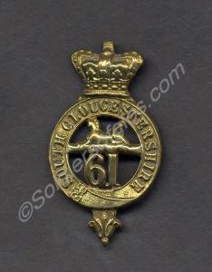 Other Ranks' brass Glengarry cap badge. 61st (Sout