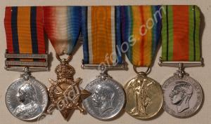Group of five medals; Queen's South Africa Medal w