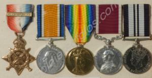 Group of five medals; 1914 Star, British War Medal