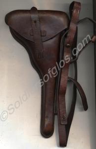 Leather holster and strap for German Luger automat
