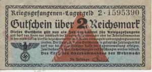 2 Reichsmark note. 'Lager Geld' currency  issued t