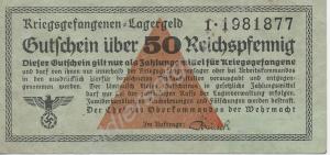 50 Reichspfennig note. 'Lager Geld' currency  issu