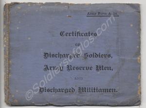 Blue Envelope for holding "Certificates of Dischar