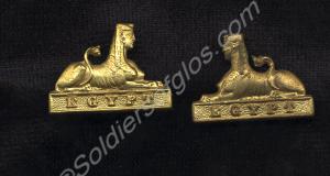 Pair of gilt sphinx collar badges for officer's pa