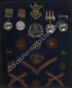 Case of medals and badges of Q.M.S. A.E. Hamilton
