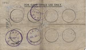 P.O.W.  paper currency. 5 shillings (reverse). Iss