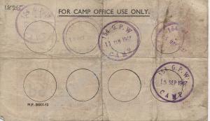 P.O.W.  paper currency. 2 shillings and sixpence (