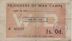 P.O.W.  paper currency. 1 shilling (obverse). Issu