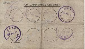 P.O.W.  paper currency. 1 shilling (reverse). Issu