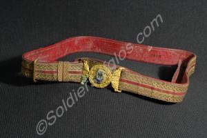 Officer's gold and crimson dress waist belt. Glouc