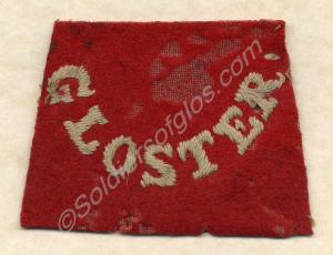 Shoulder title. Gloucestershire Regiment. White wo