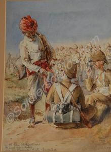 Water colour of 'Gunga Din' and  soldiers of 2nd B