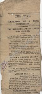 Newspaper cutting: Surrender of a Boer Commando, R