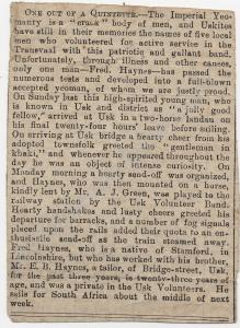 Newspaper cutting: Fred Haynes biography pre Boer