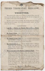 Third Yeomanry Brigade Vedette Orders and diagram
