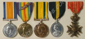 Group of five medals; 1914-1918 British War Medal,