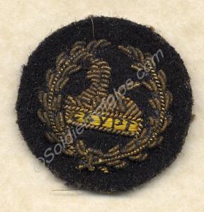 Woven back badge, worn on Gloucestershire Regiment
