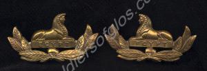 Pair of gilt bronze officer's collar badges. Glouc